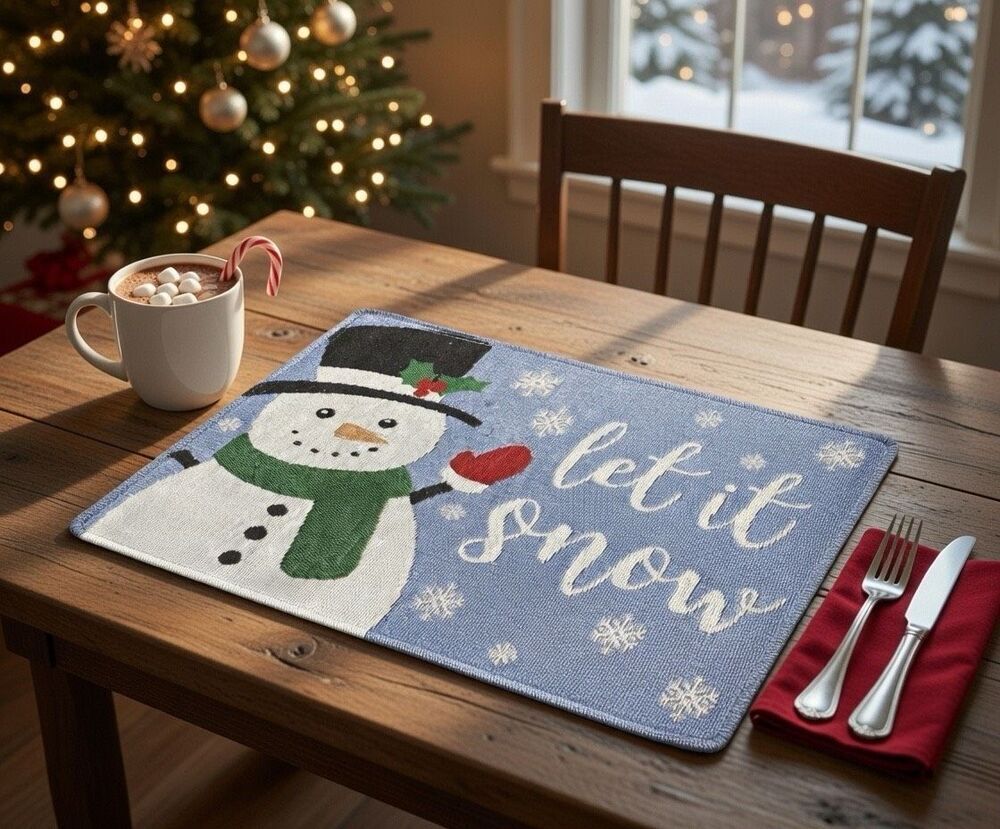 CHRISTMAS & WINTER TAPESTRY PLACEMATS SNOWMAN & LET IT SNOW set of 3